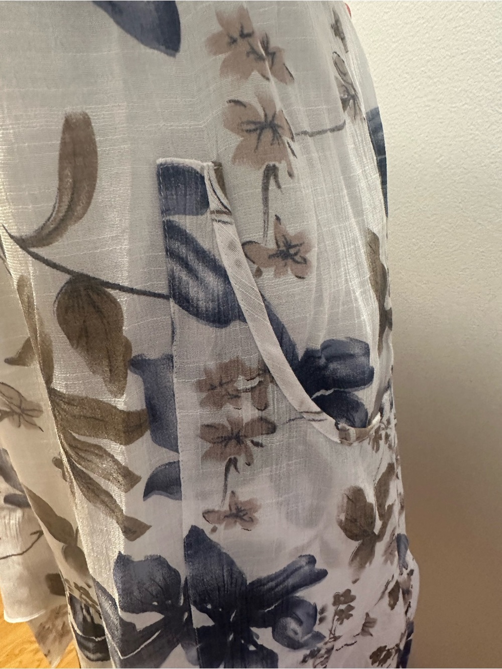 PAPA Vancouver Light Blue/Brown/Ivory Lined Dress with bottom ruffle & pockets - Picture 5 of 7